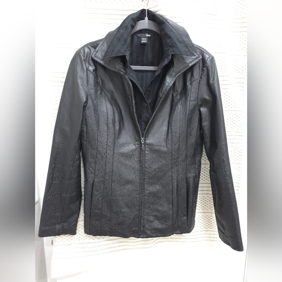 east 5th Genuine 100% NAPA Black Leather Womens Jacket Zip Up Small EUC - Picture 3 of 13